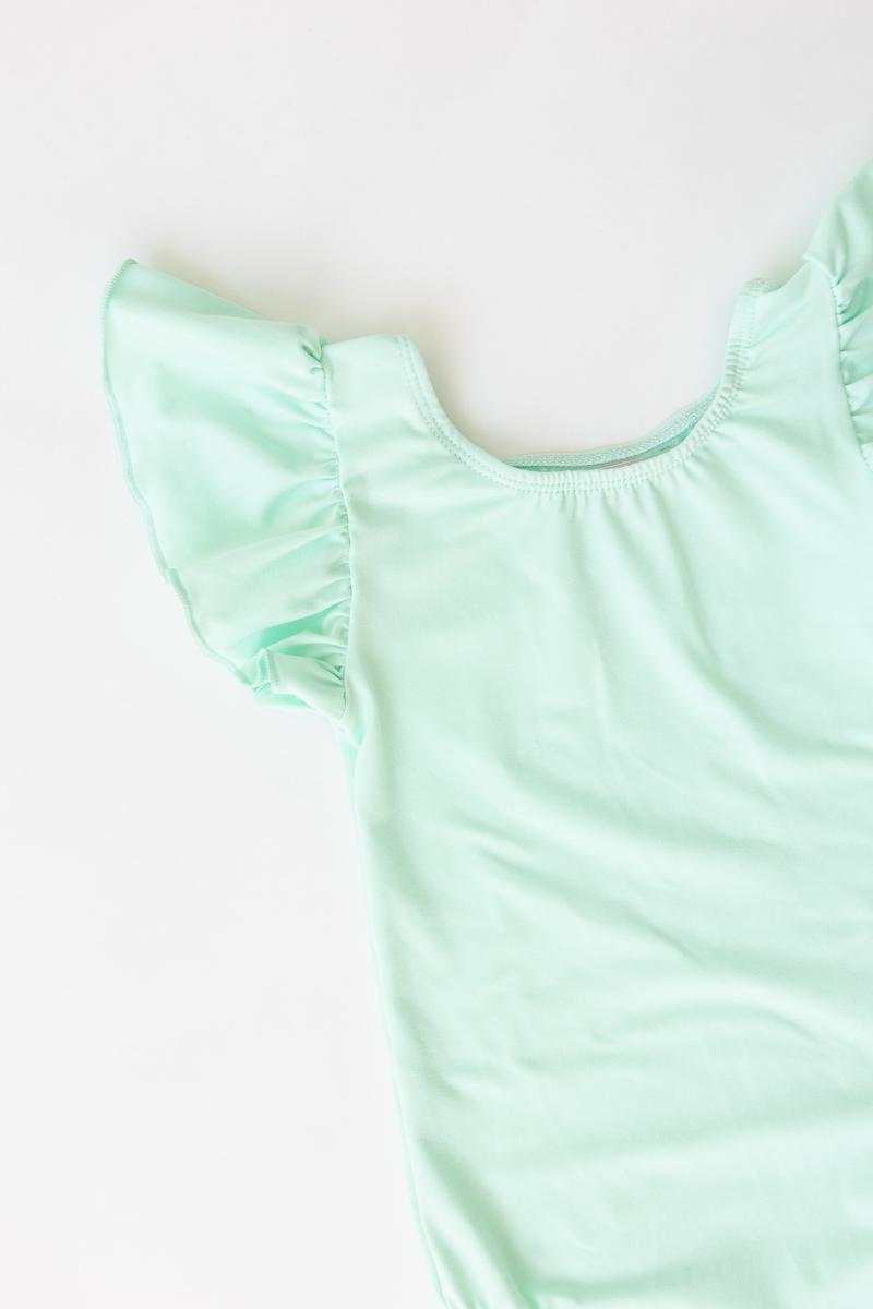 Pastel Green S/S Flutter Sleeve Leotard