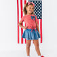 NAVY Star Bow (red shirt) | Girls Tie-Front Shirt