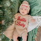 Custom Embroidered Santa Baby Christmas Knit Sweater Romper + Add-On Booties & Hat Set