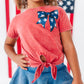 NAVY Star Bow (red shirt) | Girls Tie-Front Shirt