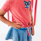 NAVY Star Bow (red shirt) | Girls Tie-Front Shirt
