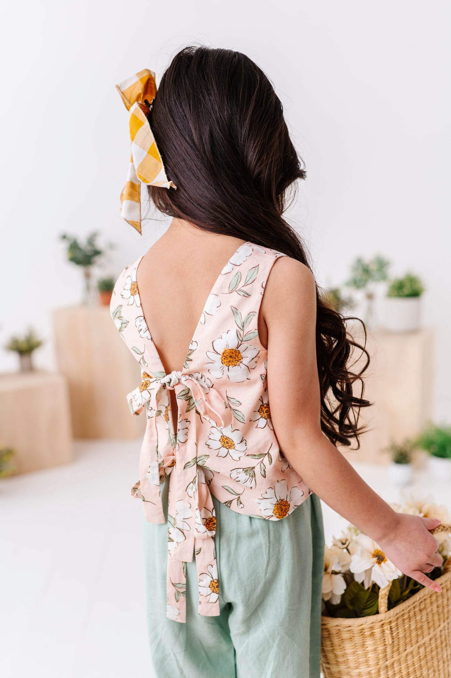 Peachy Peonies | Tie-Back + Crop Pants Set