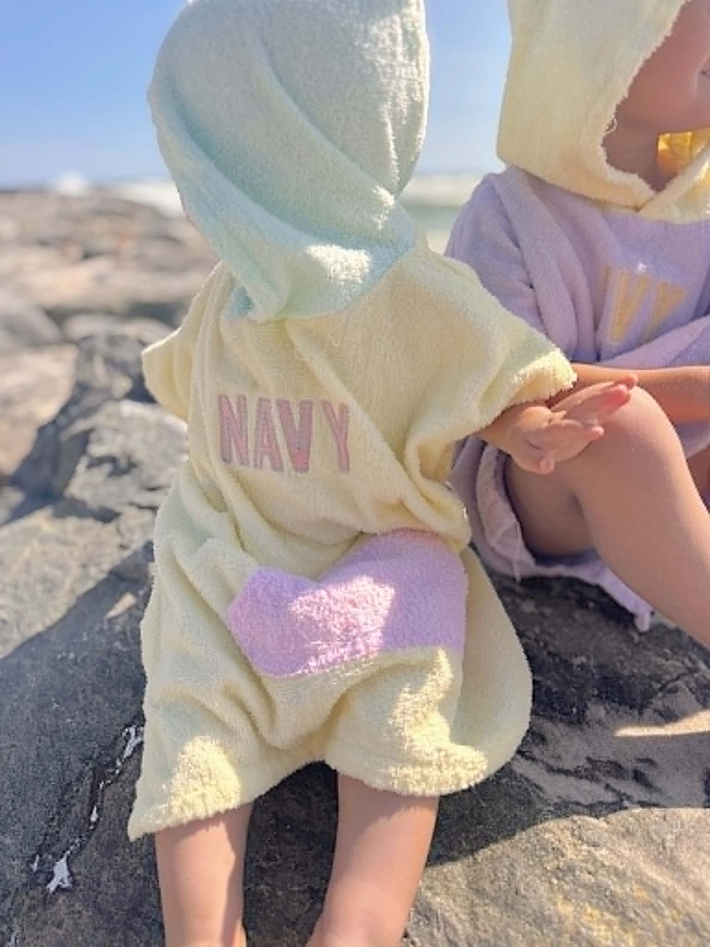 Colorblock Terry Beach Towel Poncho with Optional Custom Embroidery - more colors