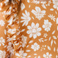Golden Blooms 3/4 Sleeve Ruffle Twirl Dress