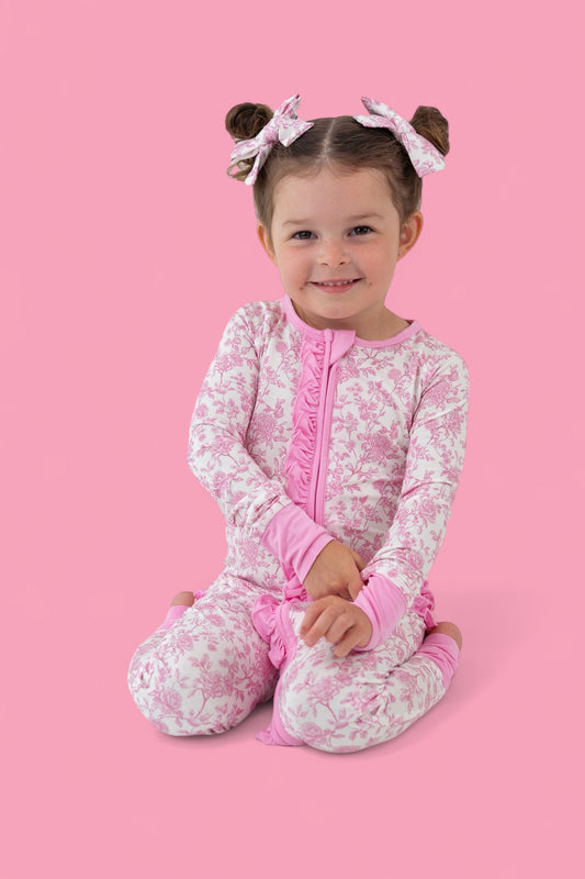 ROSEWOOD TOILE DREAM RUFFLE ROMPER