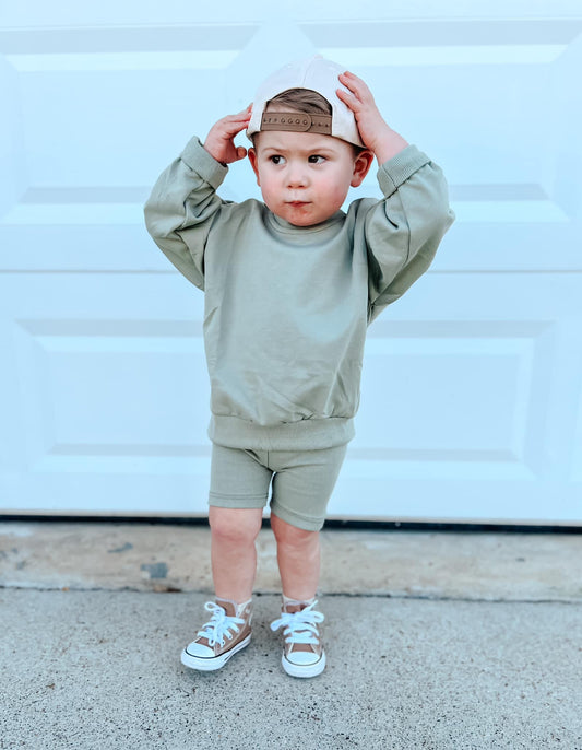 Crewneck Sweatshirt & Bike Shorts Set