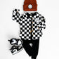 Cotton Shacket | Smiley Checkered Black