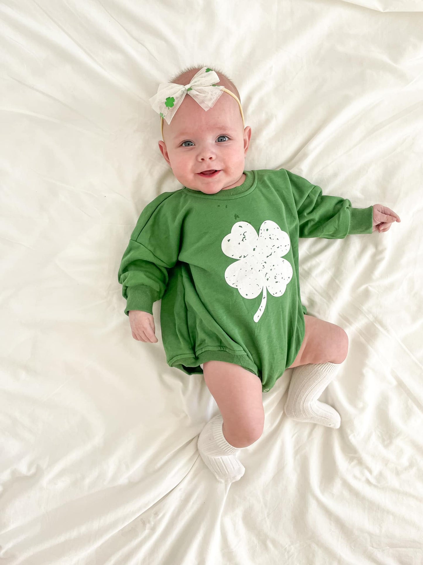 Grunge Shamrock Sweatshirt Romper - more colors