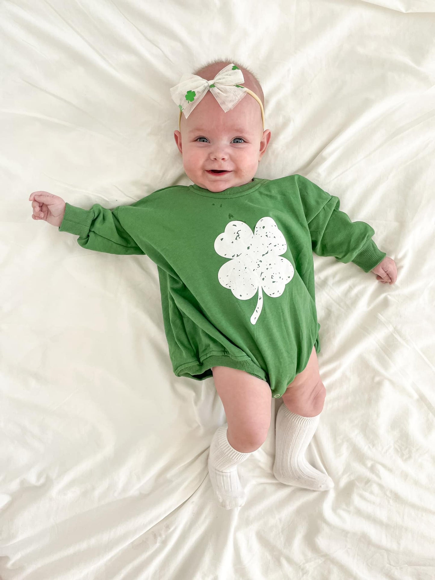 Grunge Shamrock Sweatshirt Romper - more colors