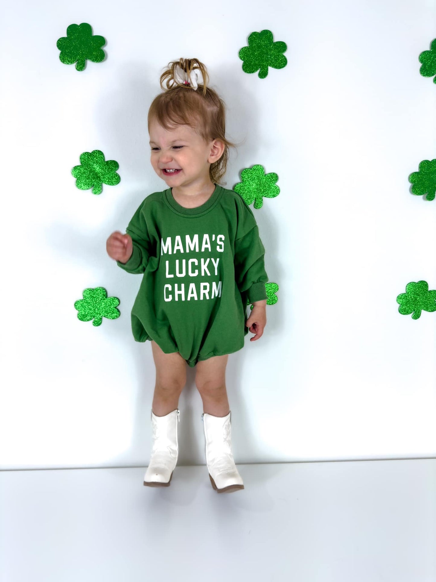 Mama's Lucky Charm Sweatshirt Romper - more colors