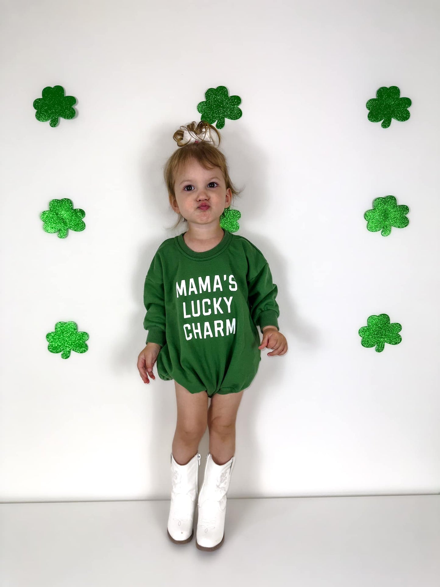 Mama's Lucky Charm Sweatshirt Romper - more colors