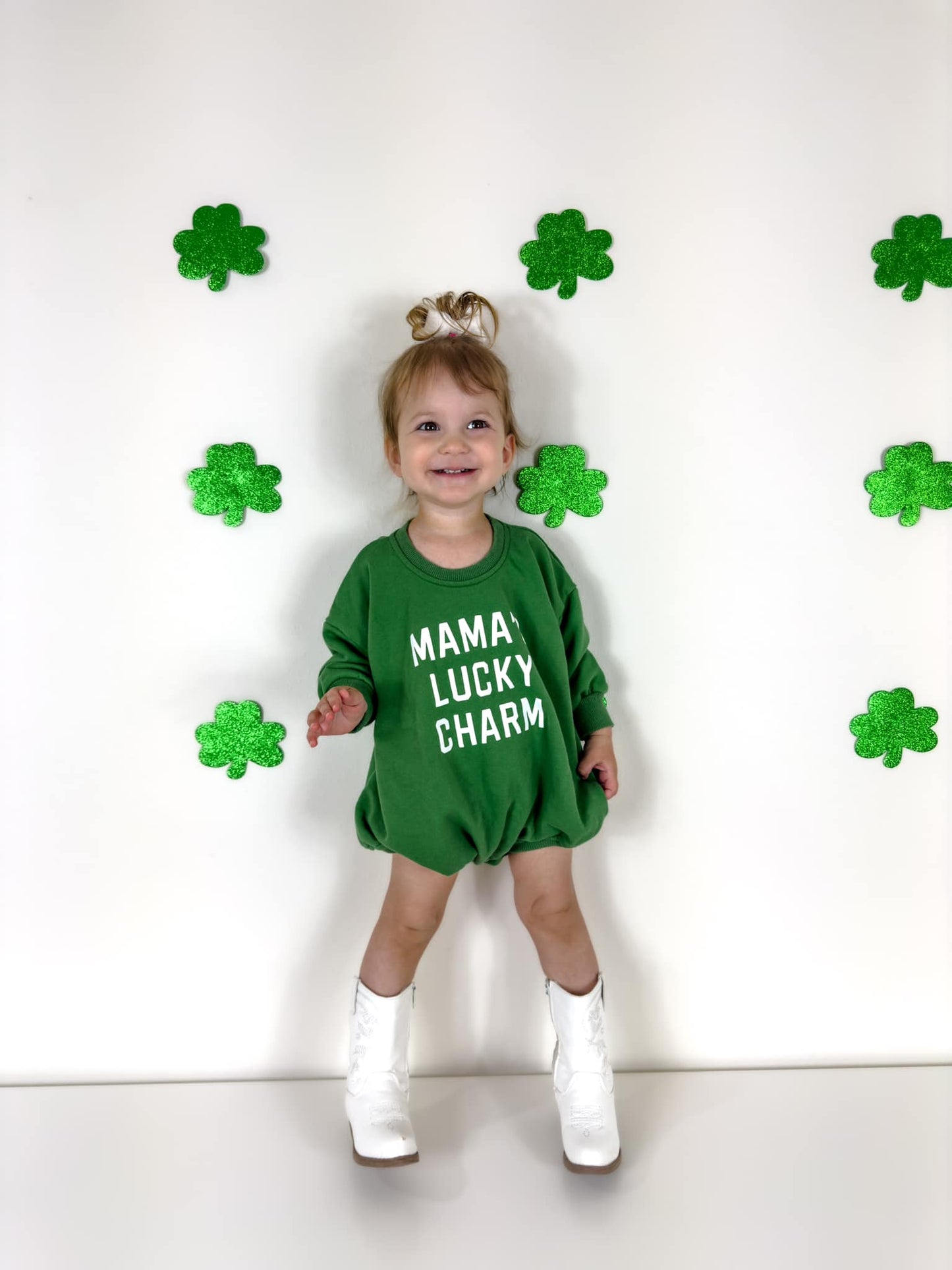 Mama's Lucky Charm Sweatshirt Romper - more colors