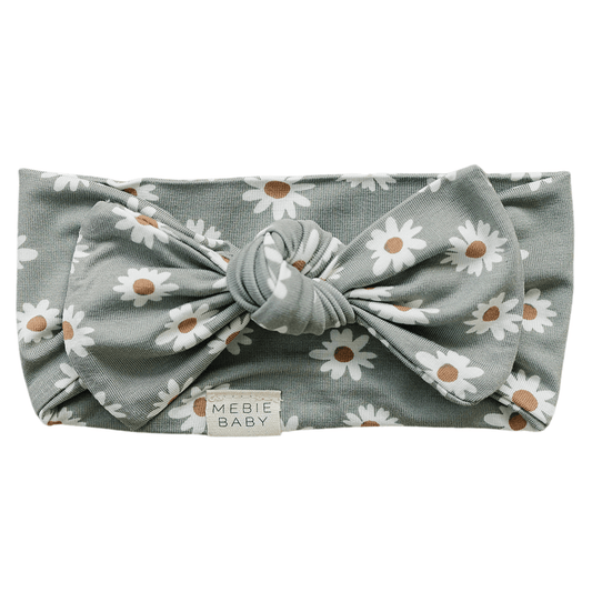 Light Green Daisy Bamboo Head Wrap - Little Joy Co.