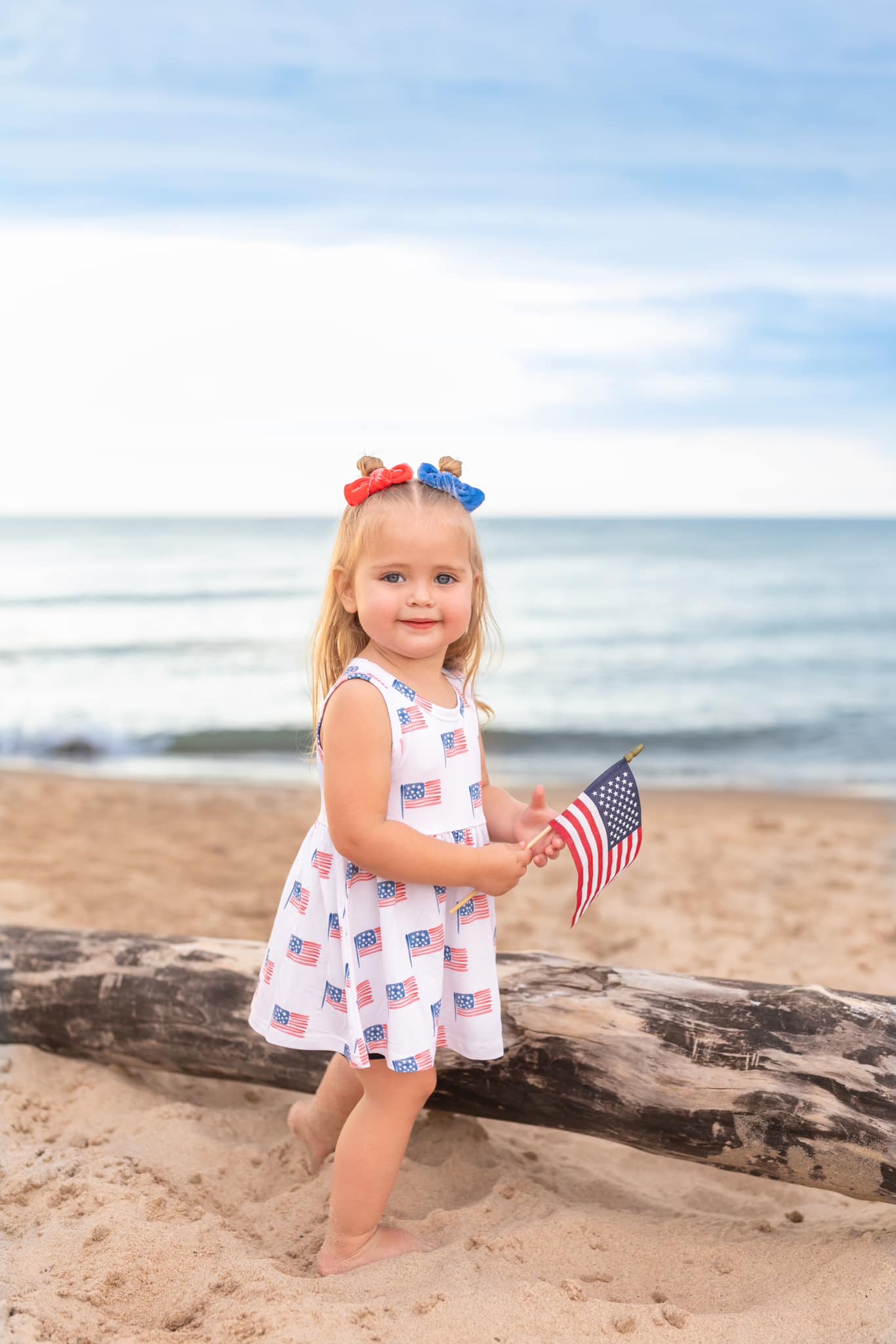 Flag Print Bamboo Peplum Top & Bike Shorts