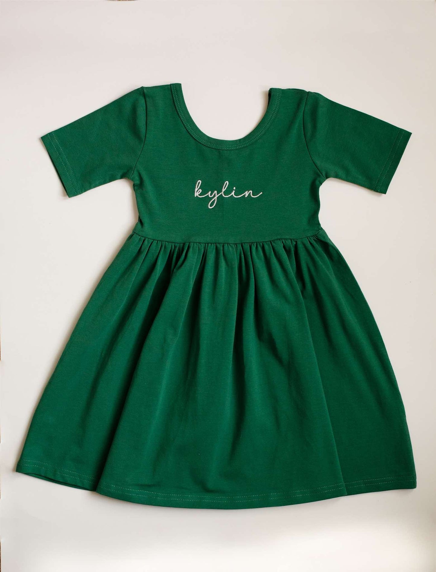 Custom Embroidered Organic Cotton Christmas Twirl Dress - Red or Green