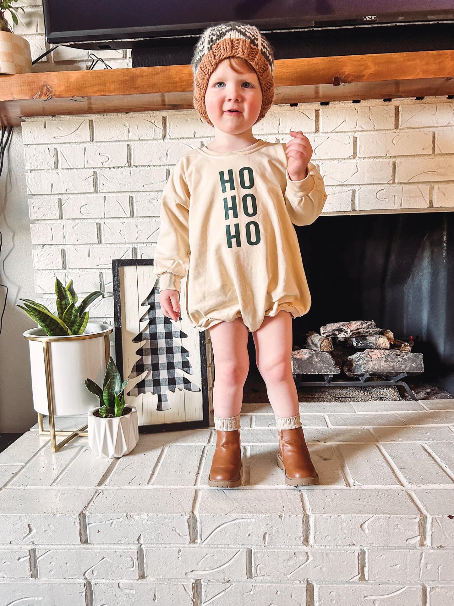 HO HO HO Christmas Sweatshirt Romper