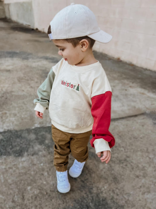 CHRISTMAS PREORDER Blank Christmas Colorblock Crewneck Sweatshirt