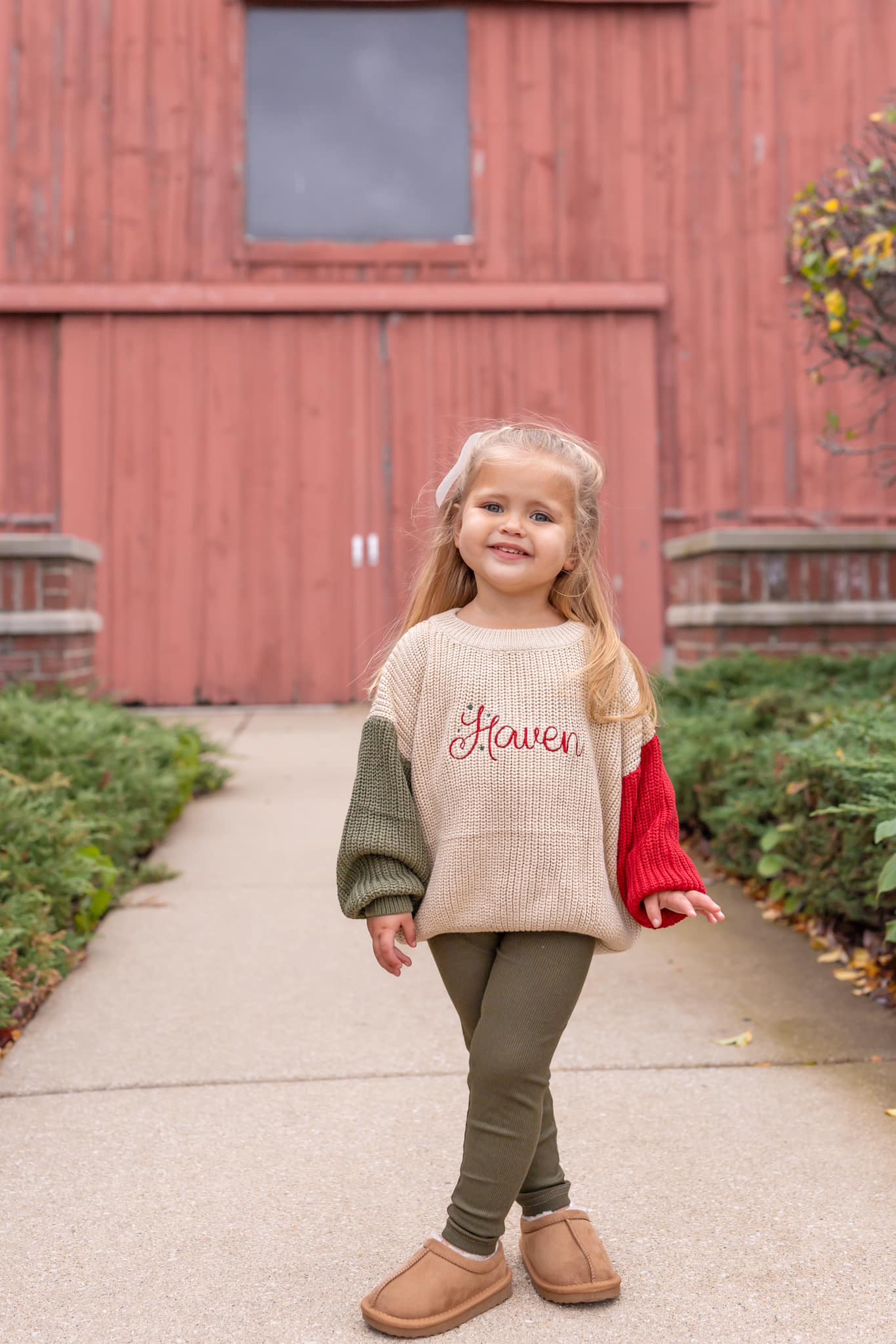 Custom Embroidered Christmas Colorblock Knit Sweater