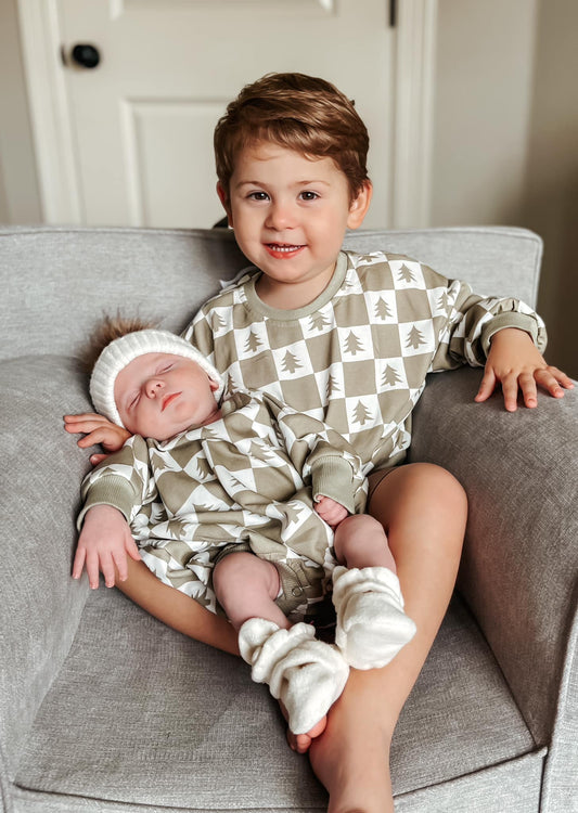 Checkered Christmas Trees Crewneck Sweatshirt