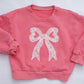 Applique Floral Bow Crewneck Sweatshirt
