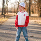 Custom Embroidered Christmas Colorblock Sweatshirt or Romper - Santa Hat