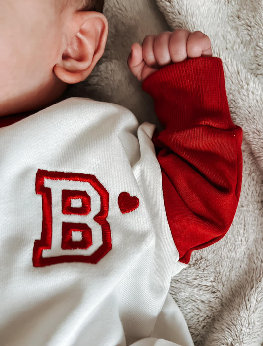 Custom Embroidered Valentine's Day Colorblock Sweatshirt or Romper