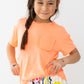 Neon Coral Ruffle Pocket Tee