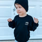 Custom Embroidered Crewneck or Sweatshirt Romper - Black Checkered Flag Design