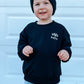 Custom Embroidered Crewneck or Sweatshirt Romper - Black Checkered Flag Design