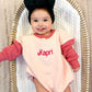 Custom Embroidered Pink Colorblock Sweatshirt or Sweatshirt Romper