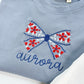 Custom Embroidered Blue 4th of July Tee - Floral Bow