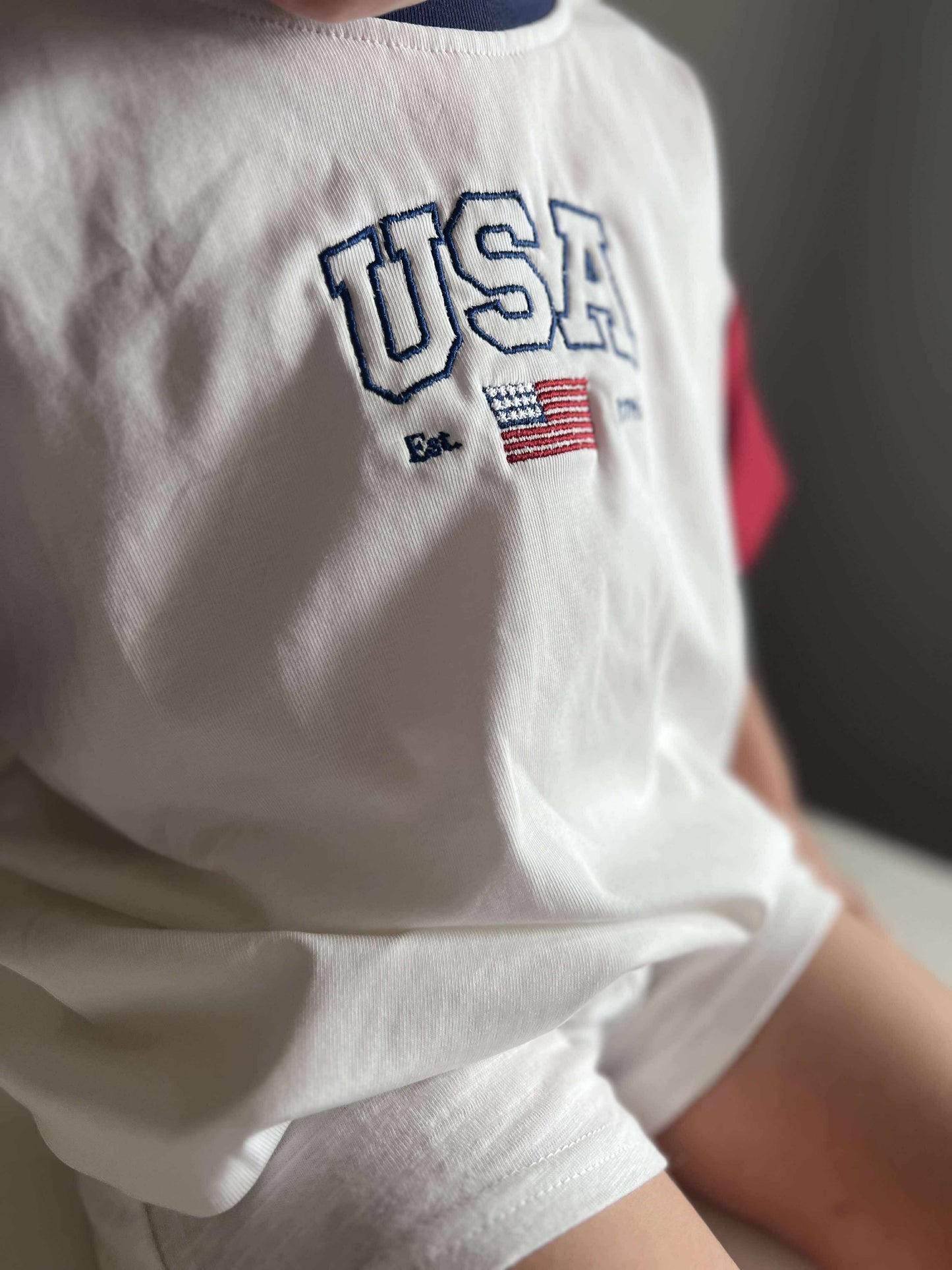 Custom Embroidered 4th of July Oversized Colorblock Tee