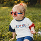 Custom Embroidered 4th of July Oversized Colorblock Tee - Star Font