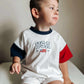 Custom Embroidered 4th of July Oversized Colorblock Tee - Star Font
