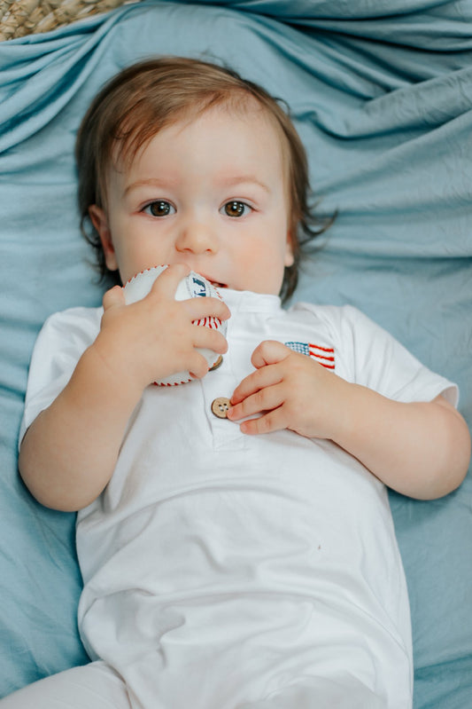 Custom Embroidered 4th of July Bamboo Henley Romper