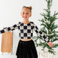 Checkered Bow | CROPPED Bow Back Long Sleeve Top