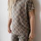 Bamboo Short Set | Faded Brown Checkerboard
