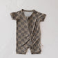 Shortie Bamboo Zip | Faded Brown Checkerboard