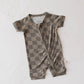 Shortie Bamboo Zip | Faded Brown Checkerboard