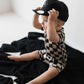 Shortie Bamboo Zip | Black Checkerboard