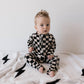 Bamboo Zip Pajamas | Black Checkerboard