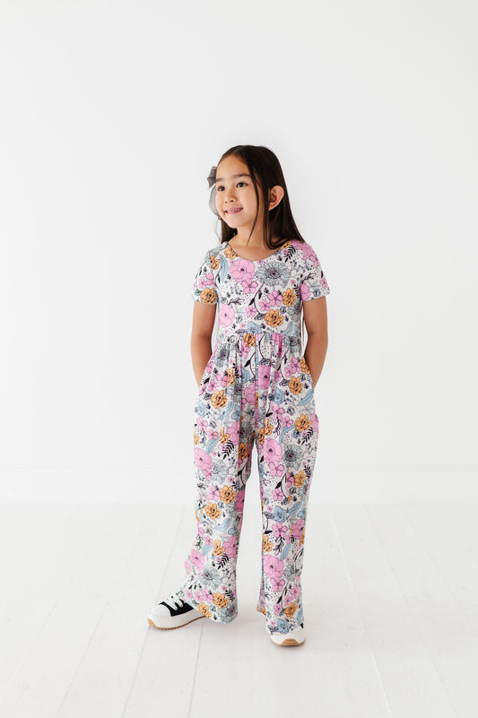 Vintage Sketchy Floral Romper
