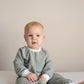 Gestreifter Sweatshirt-Strampler aus Bio-Baumwolle