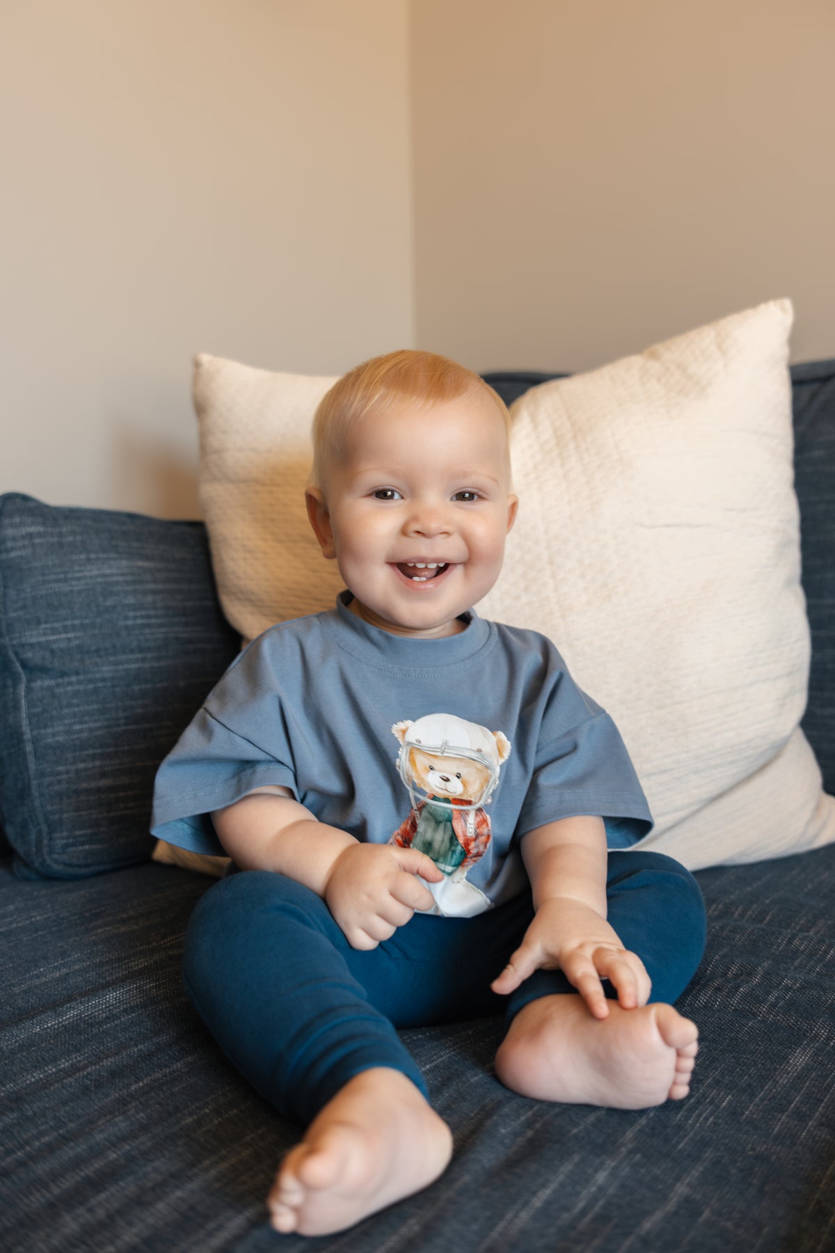 Teddy Bear Football Graphic Oversized Tee or T-Shirt Romper