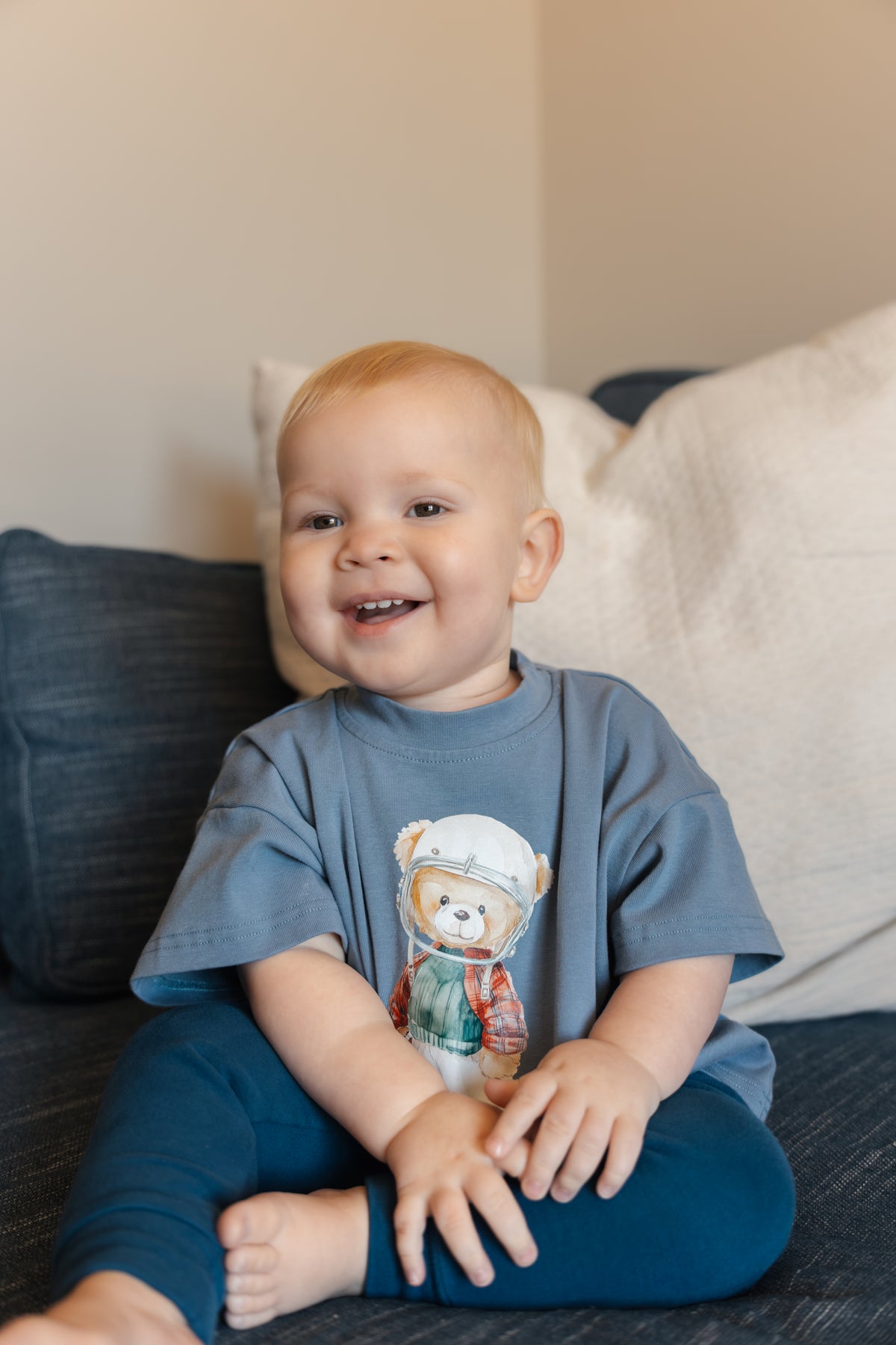 Teddy Bear Football Graphic Oversized Tee or T-Shirt Romper