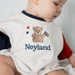 Custom Embroidered 4th of July Colorblock T-Shirt Romper or Oversized Tee - Teddy Bear