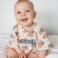 4th of July Flag Print T-Shirt Romper - optional custom embroidery