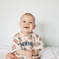 4th of July Flag Print T-Shirt Romper - optional custom embroidery