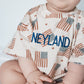 4th of July Flag Print T-Shirt Romper - optional custom embroidery