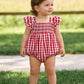 Summer Plaid Smocked Ruffle Girl Romper Sibling Outfits